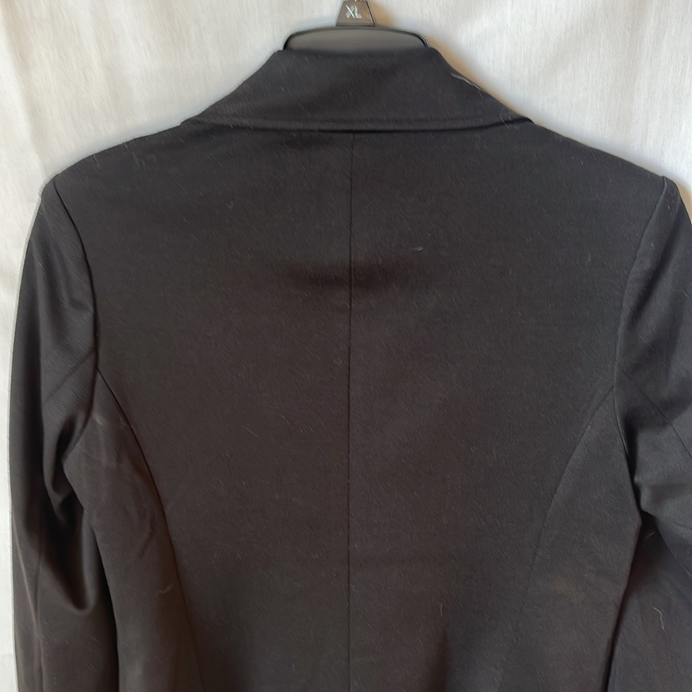 Robert Louis Black Blazer Jacket Zip Detail Career Office Stretch Medium - Picture 3 of 9